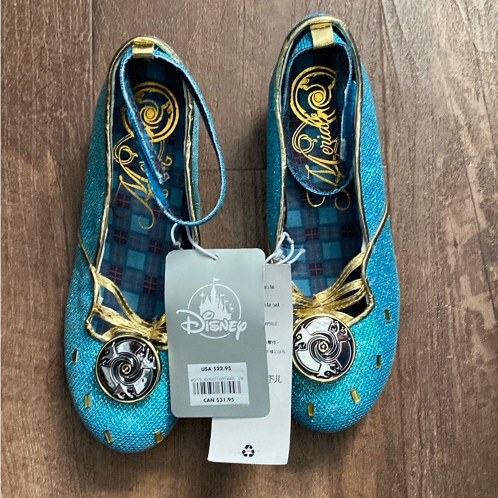 New Disney Merida Teal and Gold Textured Shoes